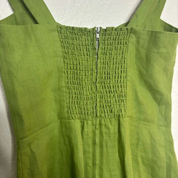Reformation Miso Green Linen Sweetheart Mini Dress Size 2 XS